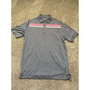 FootJoy Polo Mens Extra Large Grey Pink Stripped Lightweight Golf Outdoor Casual